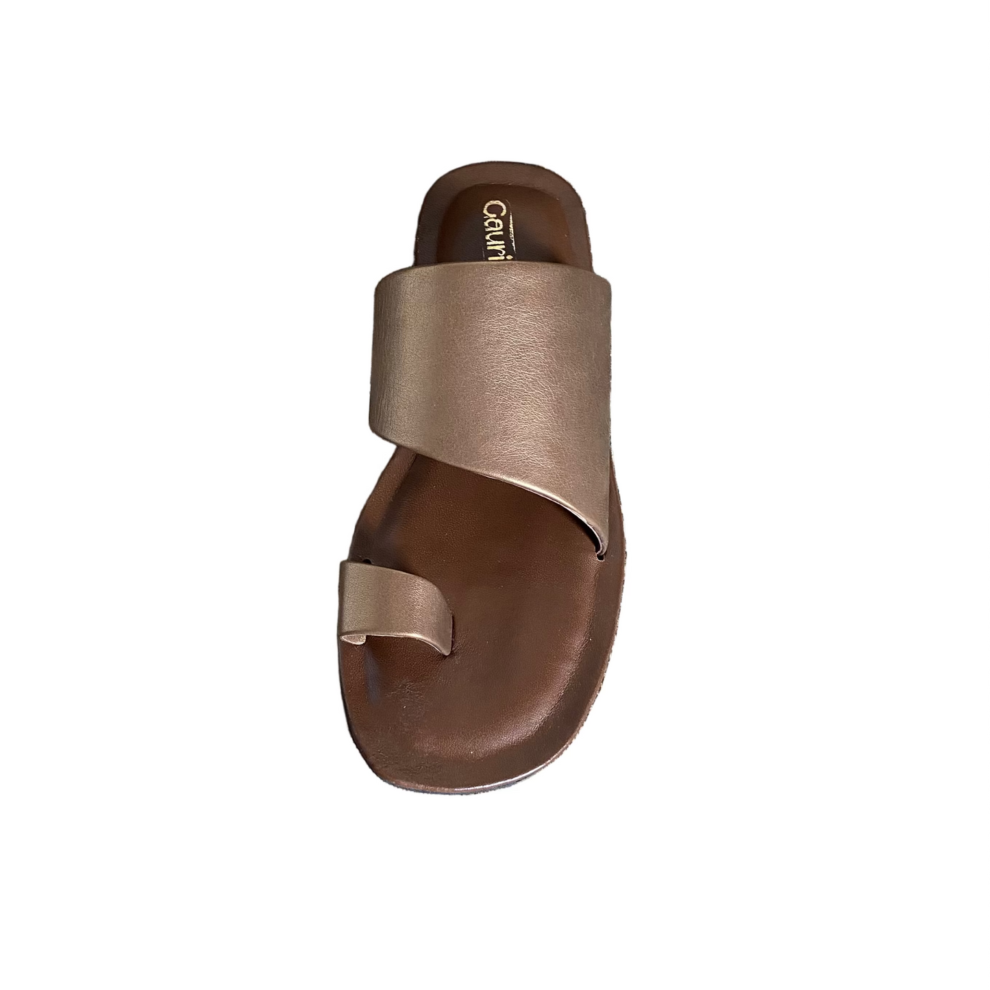 'Oro' Antique Gold & Brown Leather Handcrafted Toe-Ring Sandals