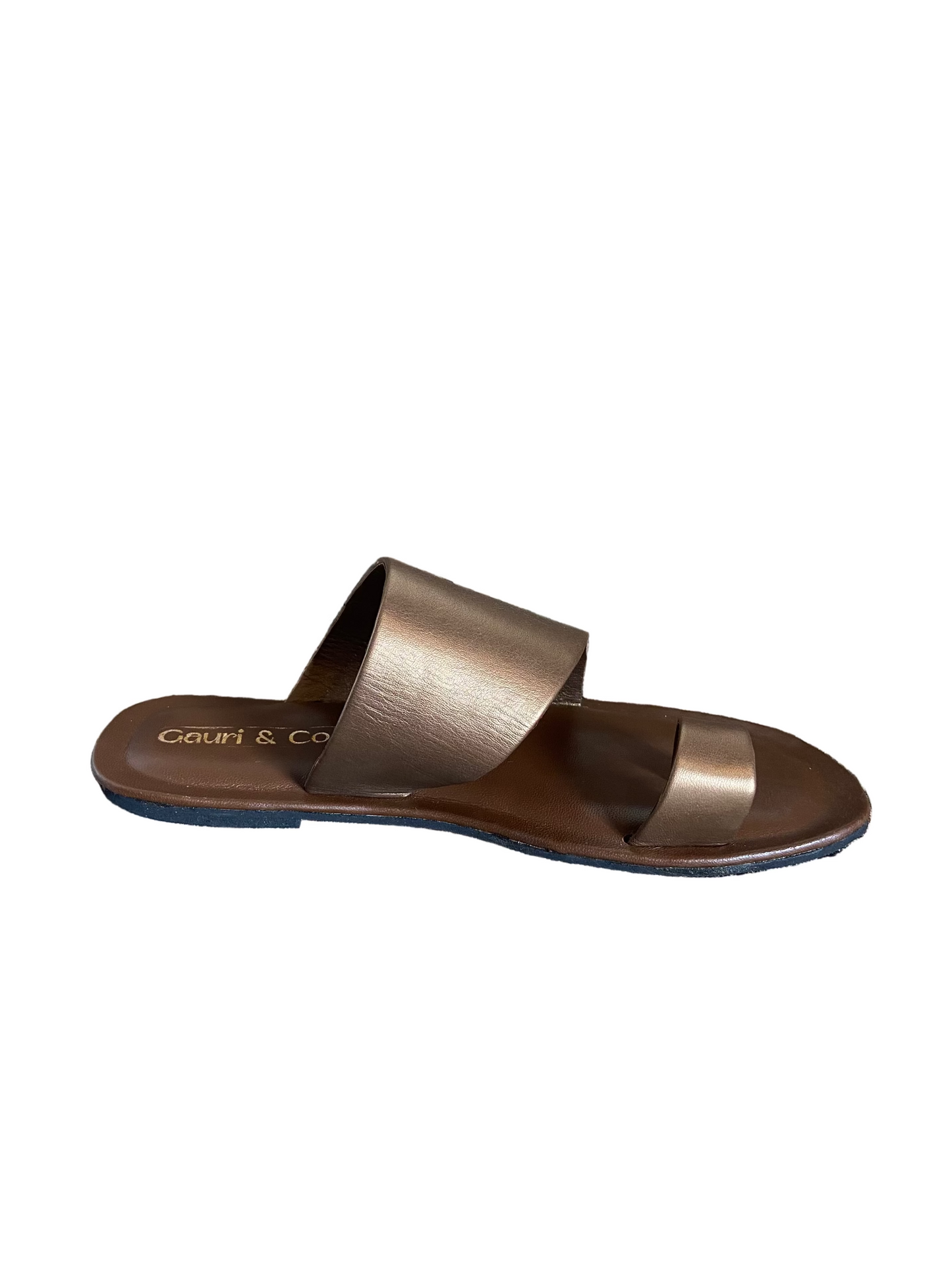 'Oro' Antique Gold & Brown Leather Handcrafted Toe-Ring Sandals