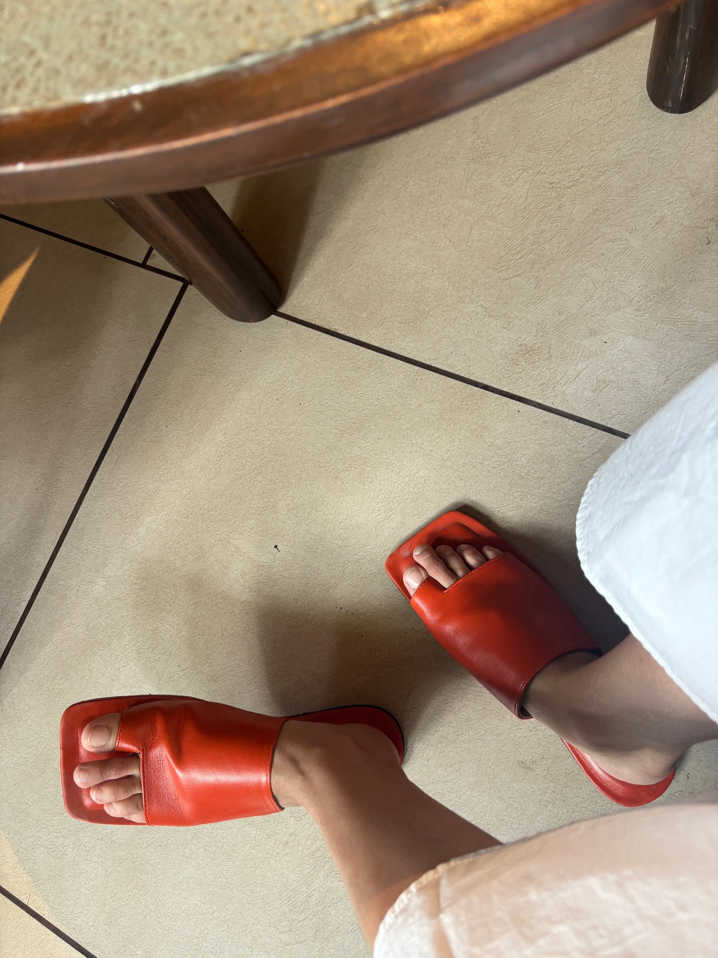 Orange flats sandals
