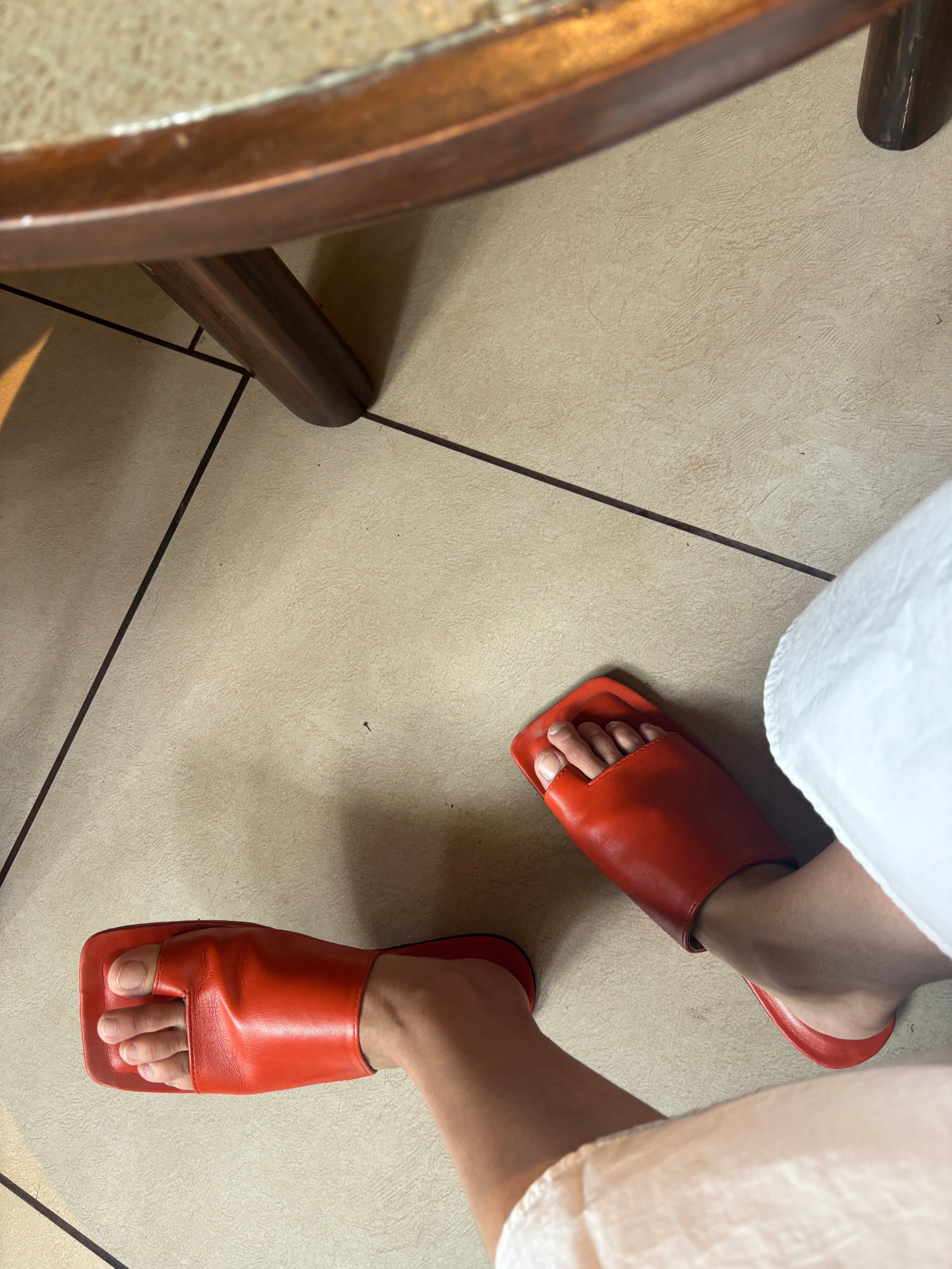 Orange flats sandals
